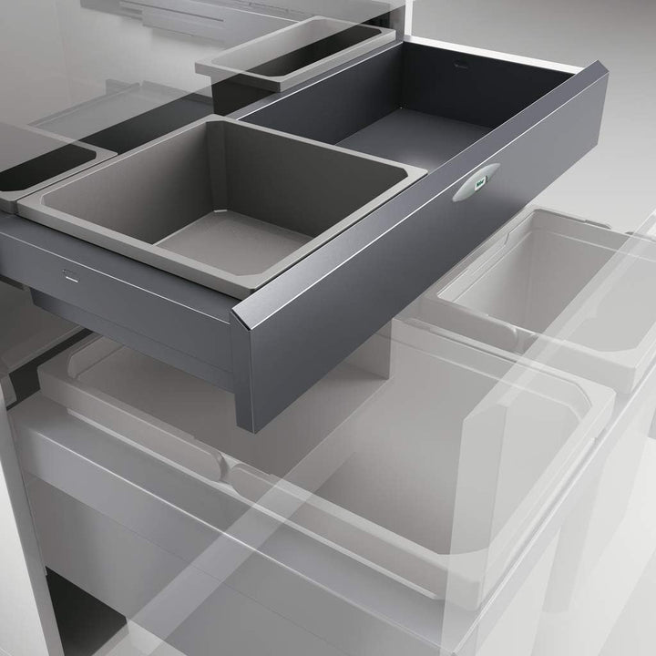 NABER Cox Base-Board 600 Abfallsammler / silber / 1x 2,7 + 1x1,2L