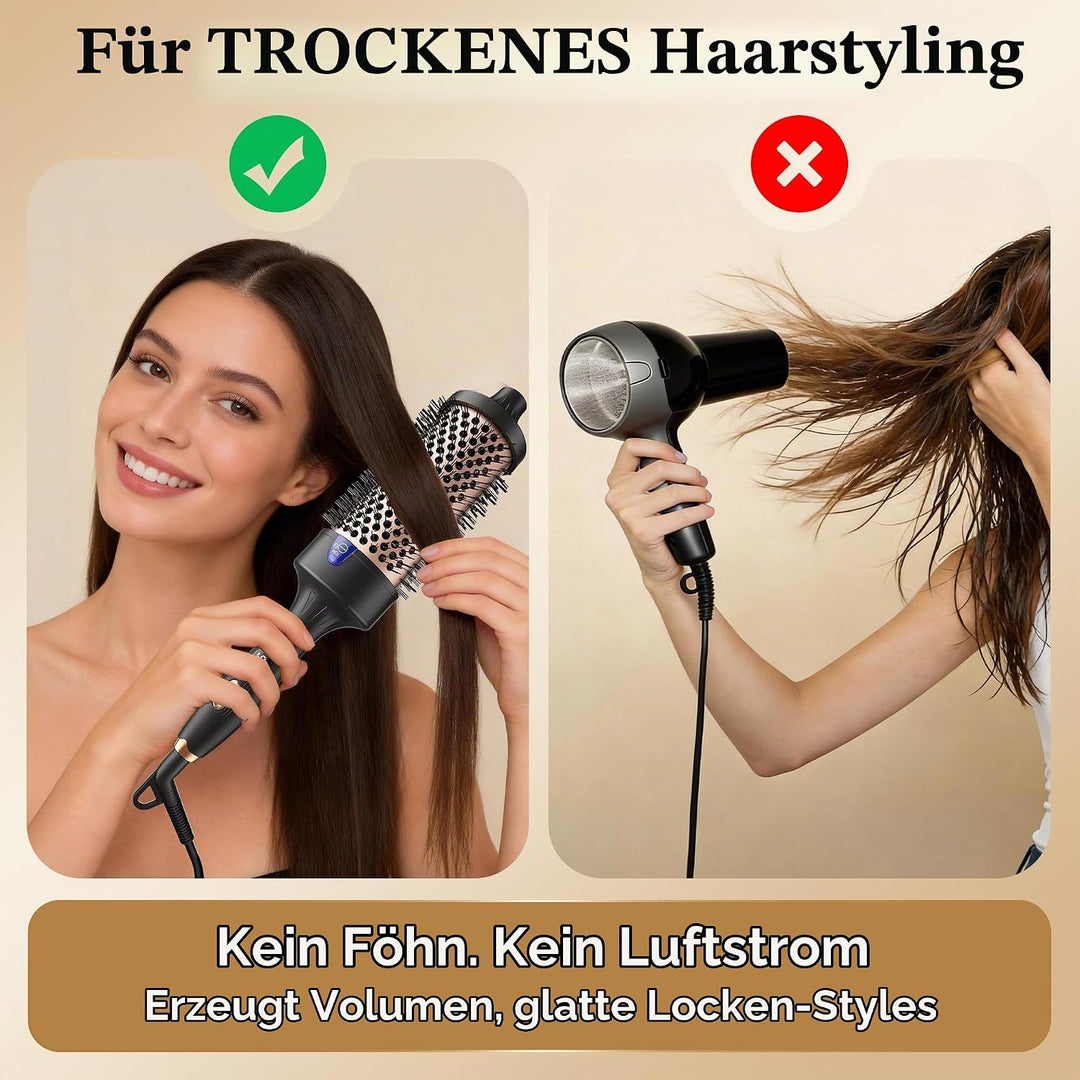 Thermobürste 60mm, Thermal Brush, beheizte Rundbürste, Lockenbürste | Extra grosser Barrel für volum
