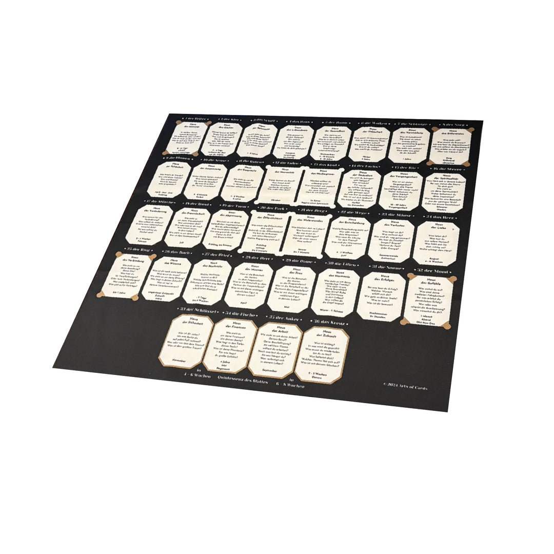 Lenormand Häusertafel Grand Tableau Legetuch für grosse Karten 70x70 cm Lernhilfe Lenormand Legescha