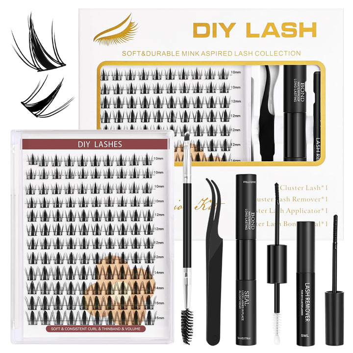 TwoWin Volumen Wimpernsträhnen Set, 120 Stück Selbstklebende Wimpern, D Curl 10-16mm Individuelles W