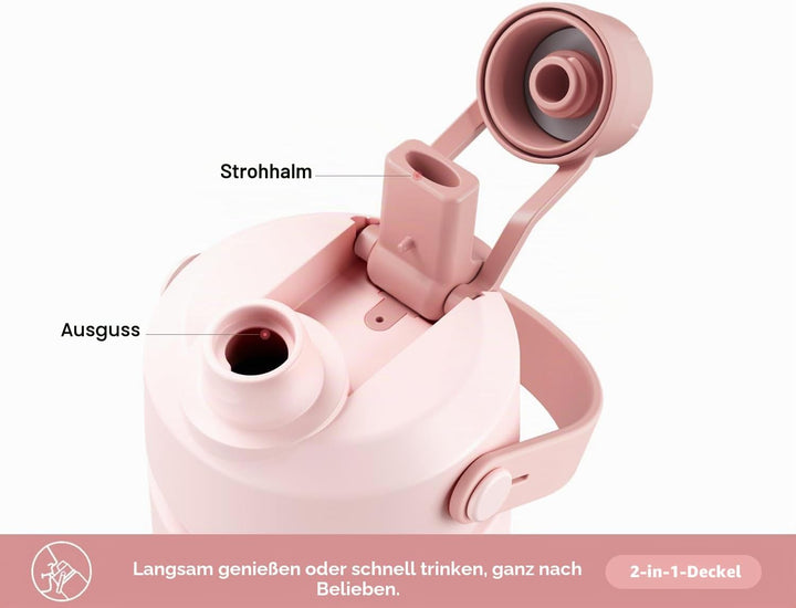 POWCAN Edelstahl Trinkflasche, Auslaufsicher, 2-in-1 Deckel, 769ml | Bow Crush, Doppelwandig, 2-in-1