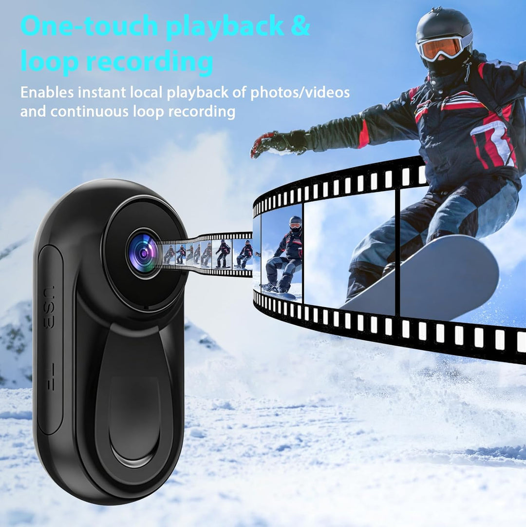 LIROPAU 360° Action Kamera, Mini Action Cam 1080P, Magnetische Taschen-Daumenkamera Aktion Kam-era,