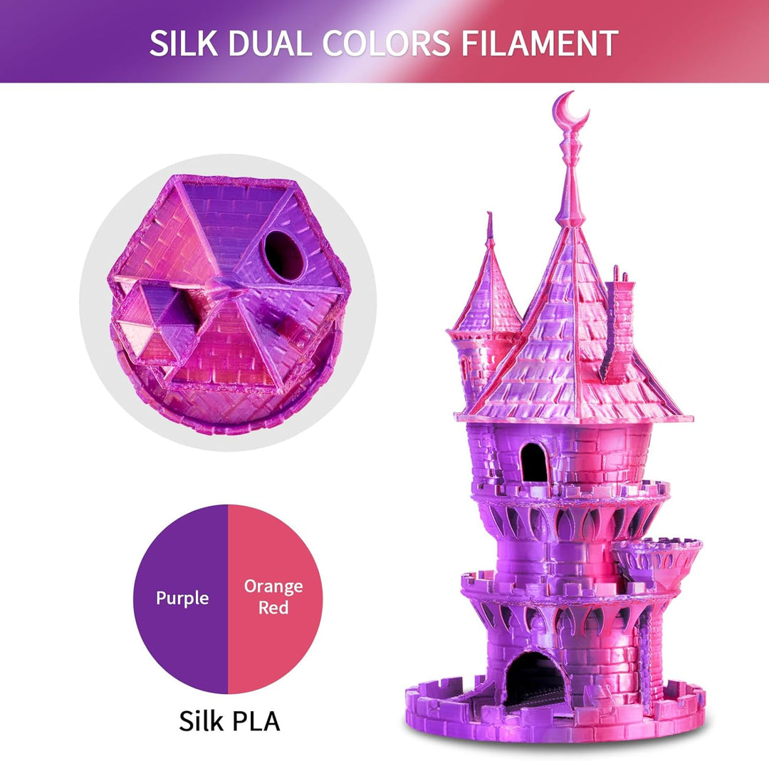 ERYONE Dual Seiden PLA Filament 1.75mm,Co-Extrucsion PLA Seiden Filament für 3D Drucker +/- 0,03 mm,