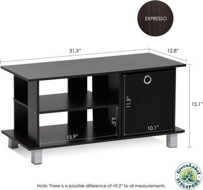 Furinno Simplistic TV-Schrank mit Schublade, holz, Espresso/Schwarz, 32.51 x 80 x 38.35 cm, Espresso