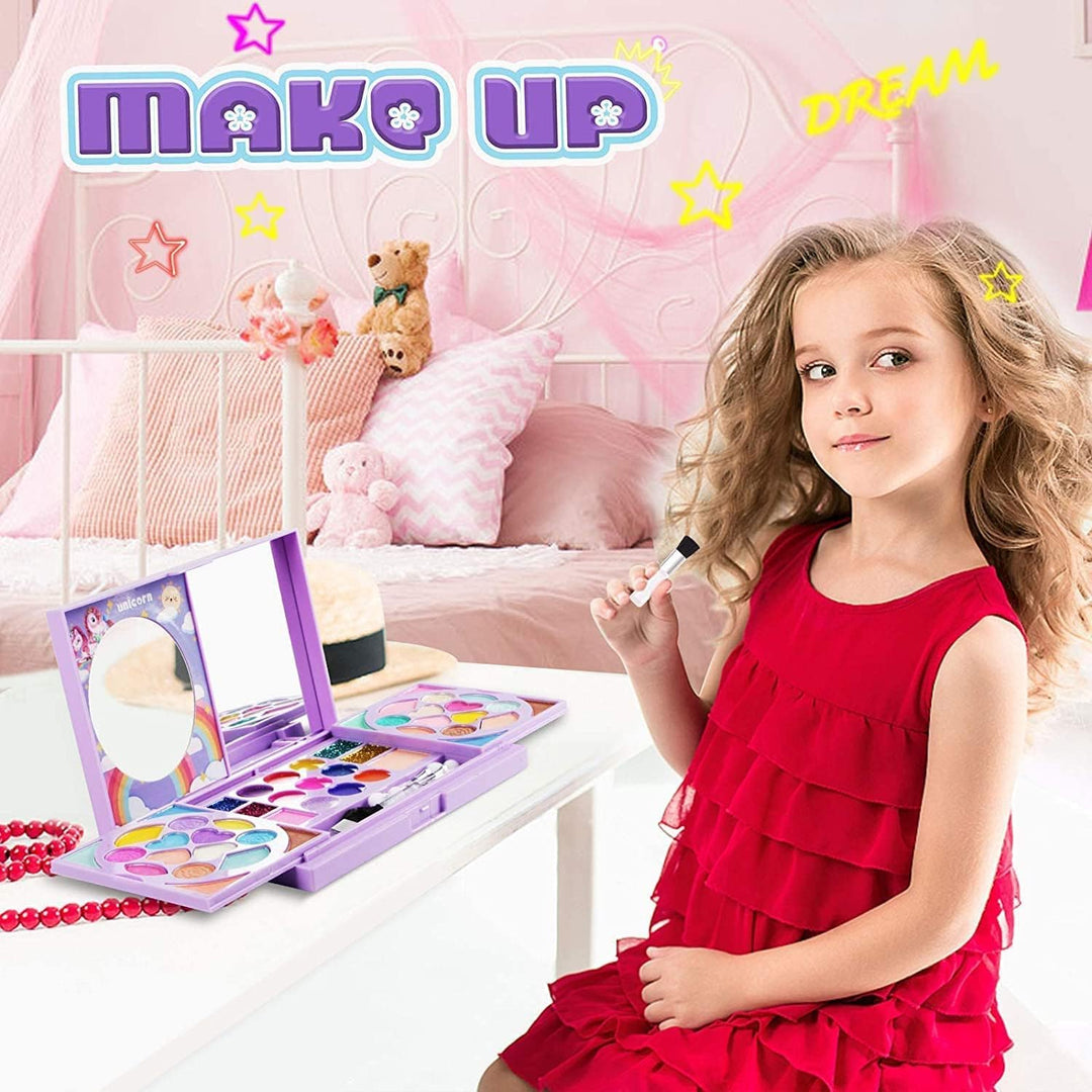 Tomons Schminkkoffer Mädchen, waschbarer Kinderschminke Set Mädchen mit Glitzersteine selbstklebend,