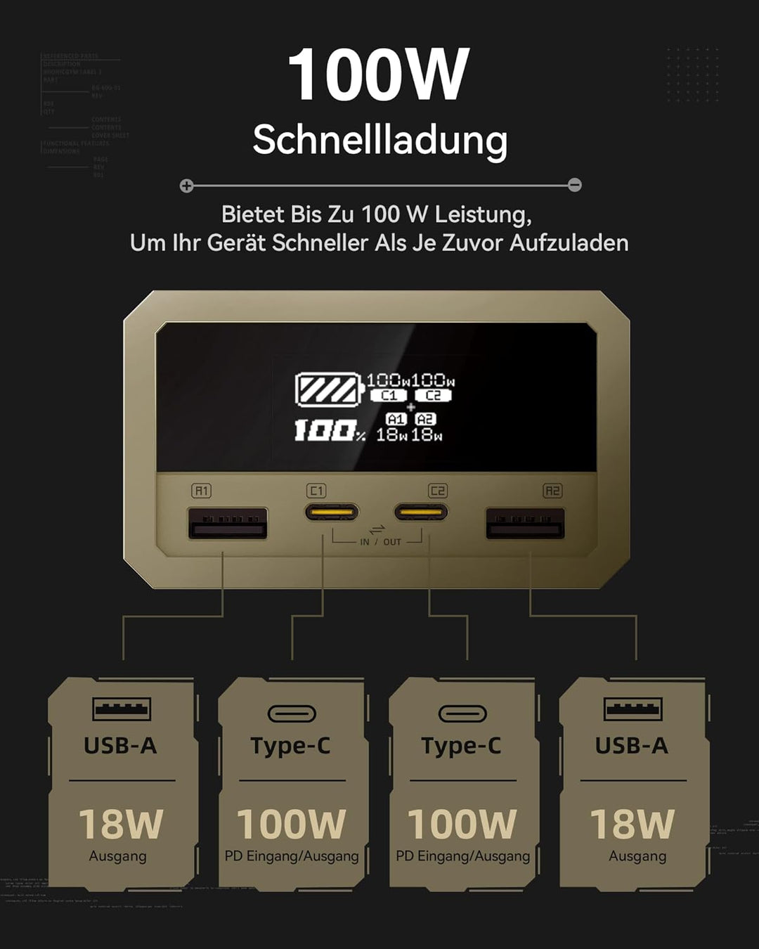 imuto Powerbank USB C 𝟏𝟎𝟎𝐖, 26800mah Power Bank Schnellladefunktion PD3.0, QC3.0 Externer Handy-Akku