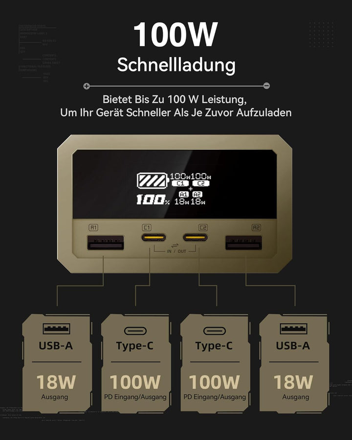 imuto Powerbank USB C 𝟏𝟎𝟎𝐖, 26800mah Power Bank Schnellladefunktion PD3.0, QC3.0 Externer Handy-Akku