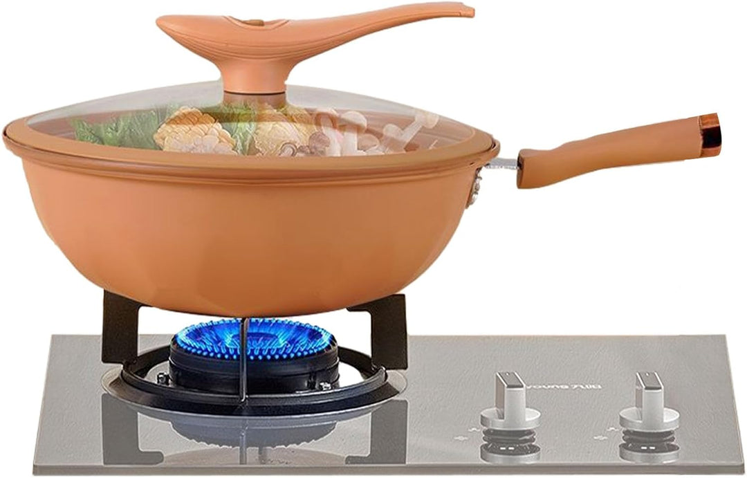 Kongou Antihaft Wok Mit Deckel, 32cm Wok Induktion Mit Dampfgarer, Stir-Fry Wok Energie Konzentriere