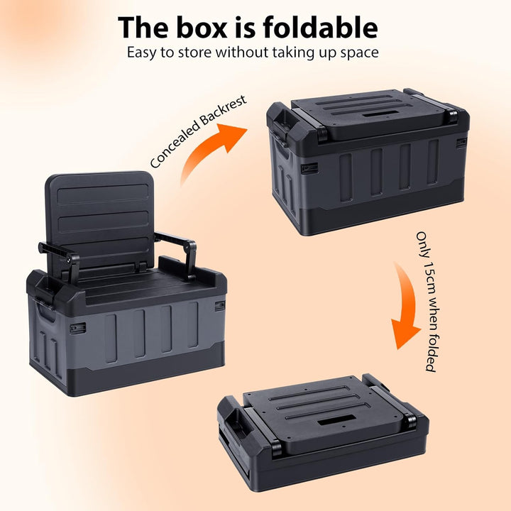 Kofferraum Organizer, Zusammenklappbarer Auto Organizer Kofferraum mit Deckel 59 * 35 * 64cm Autobox