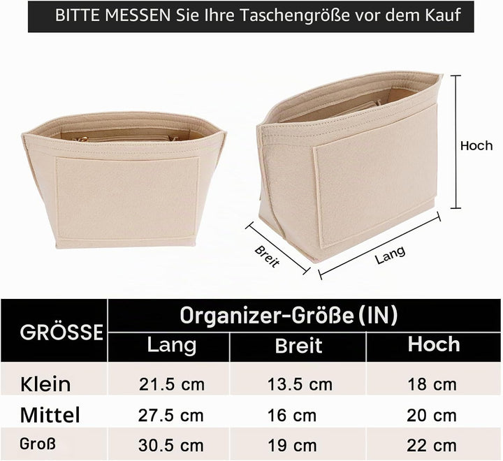 LOUKAYCCI Filz-Organizer-Handtascheneinsatz, Beige