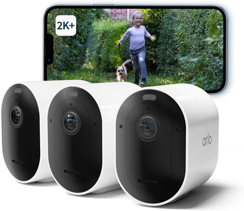 Arlo Pro 5 Überwachungskamera Aussen WLAN, 2K+ HDR Video, Kabellos, Verbesserte Farbnachtsicht, 160°