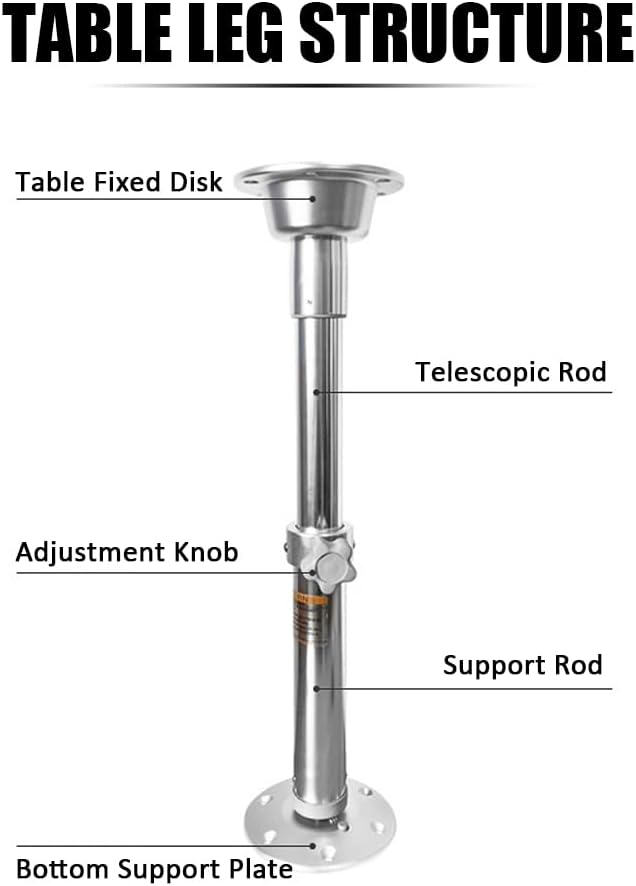 Fydun Tischbein RV Abnehmbare Tischstütze Höhenverstellbar 430-745mm Aluminiumlegierung für Yachten