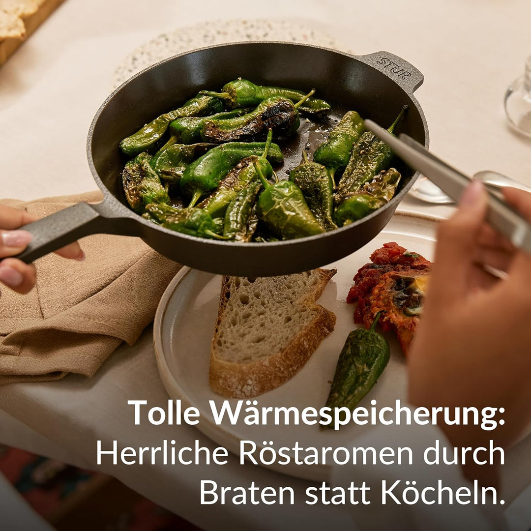 STUR - ORIGINAL Gusseisenpfanne Induktion 20 cm - Cast Iron Pan für alle Herdarten - Pfanne Gusseise