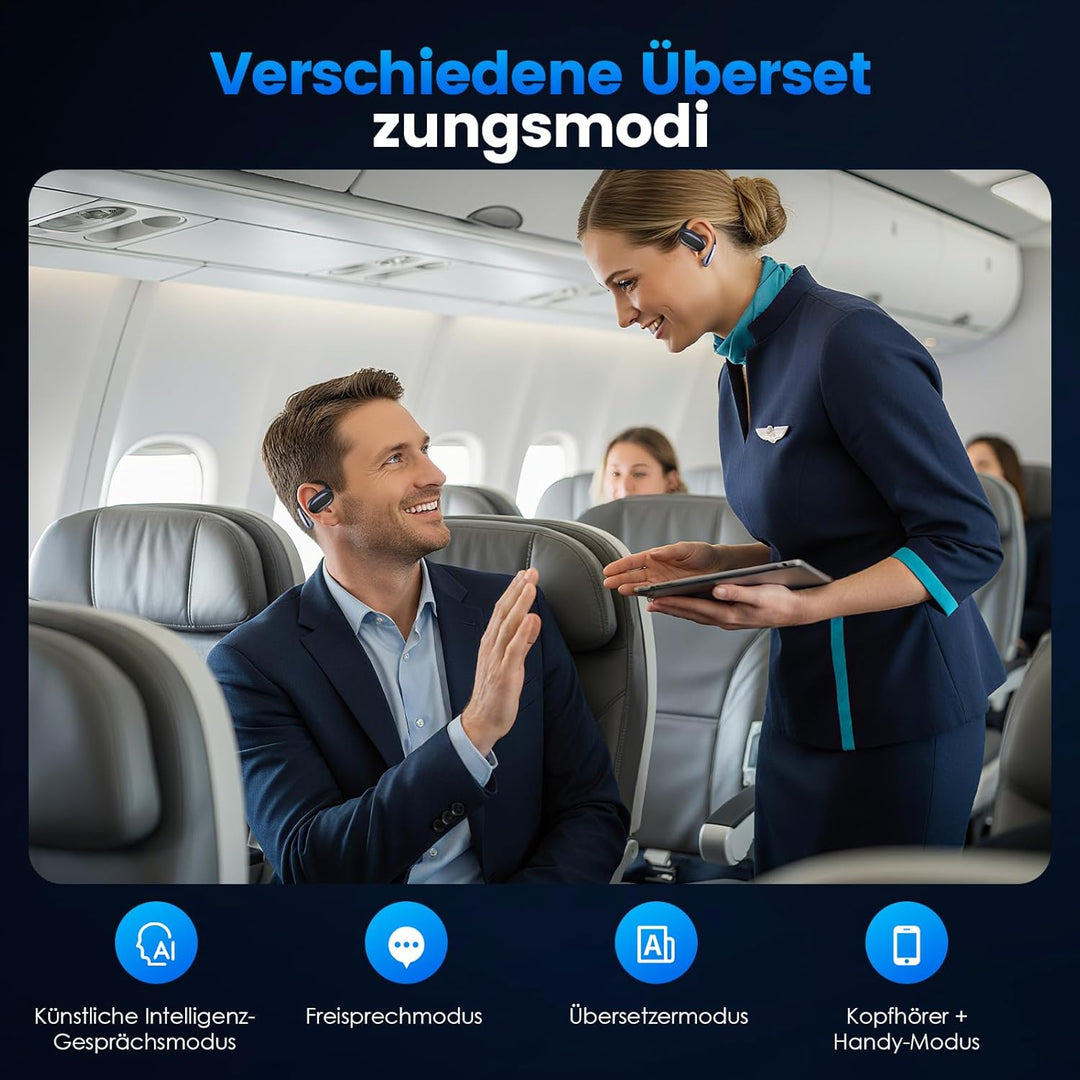 AI übersetzer kopfhörer,Übersetzungskopfhörer mit übersetzung für 134 Sprachen mit LCD Touchscreen,