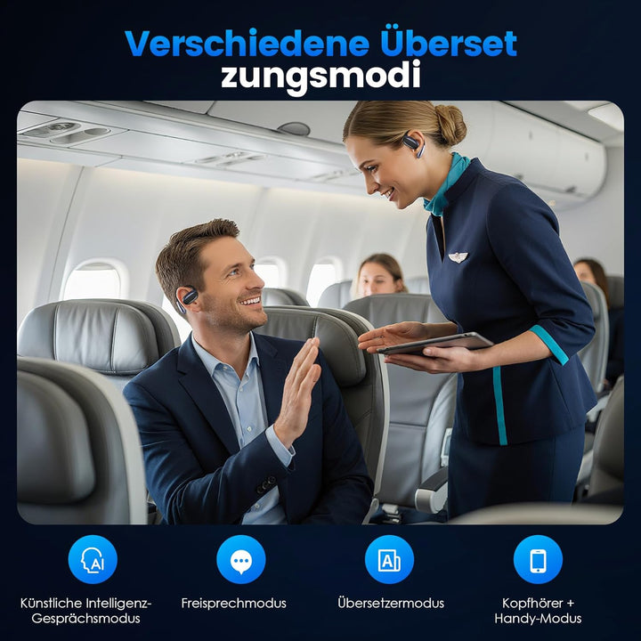 AI übersetzer kopfhörer,Übersetzungskopfhörer mit übersetzung für 134 Sprachen mit LCD Touchscreen,