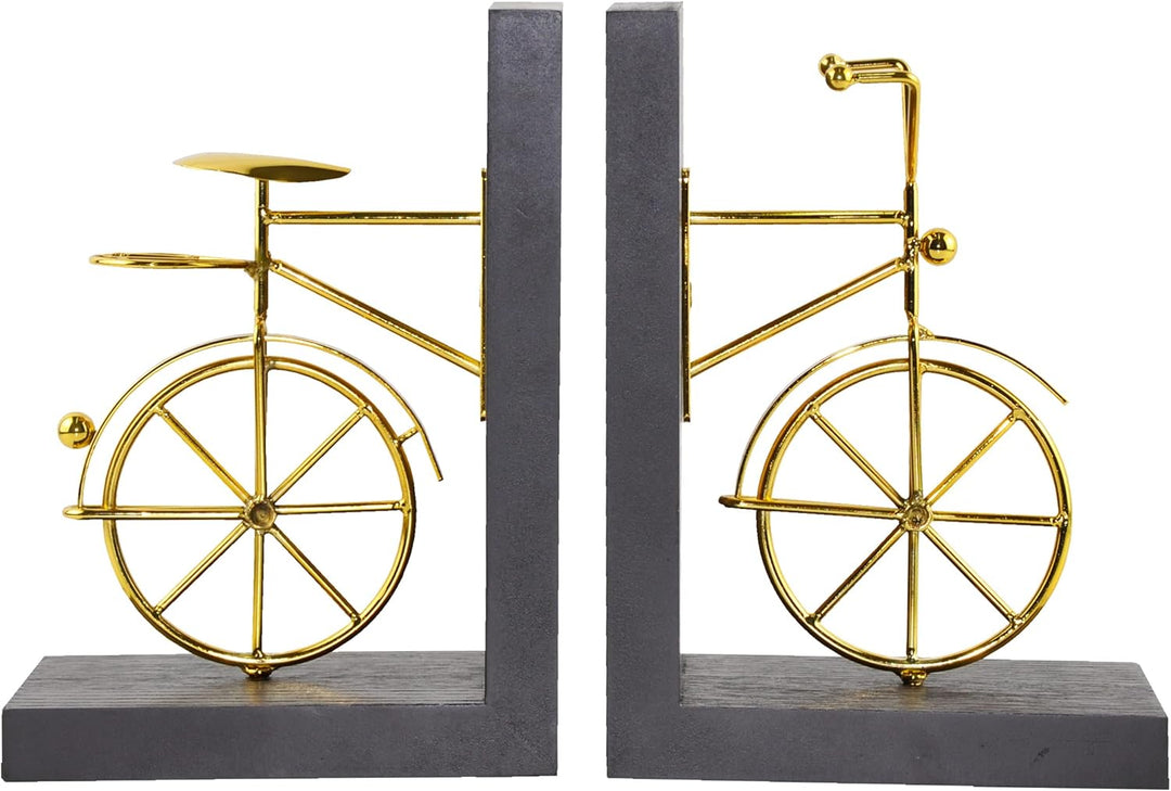 Spiretro Fahrrad-Buchstützen, dekorative Buchstützen mit Rutschfester Rückseite, Holz-Metall-Buchstä