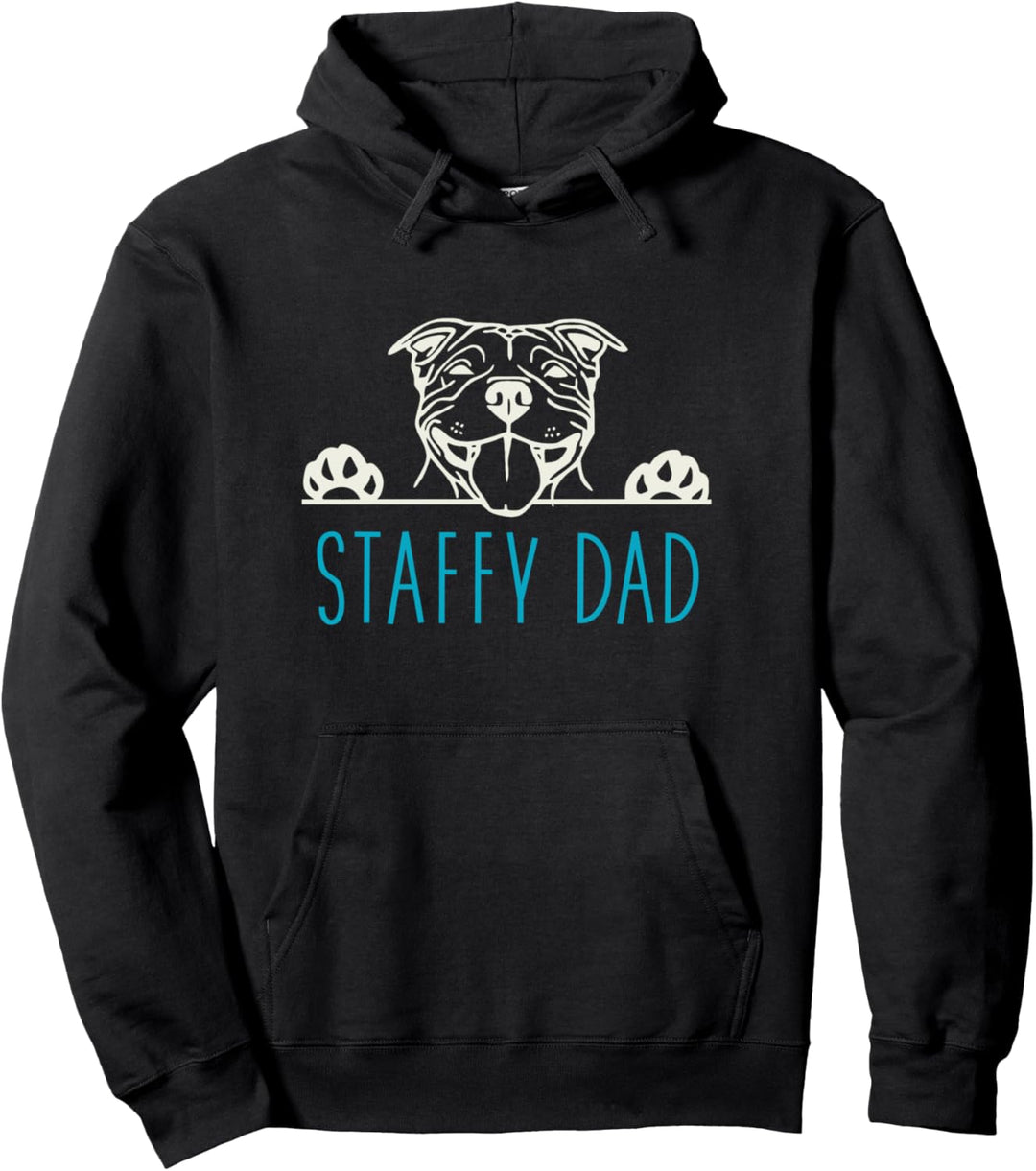 Staffy Dad with Staffordshire Bull Terrier Dog Pullover Hoodie