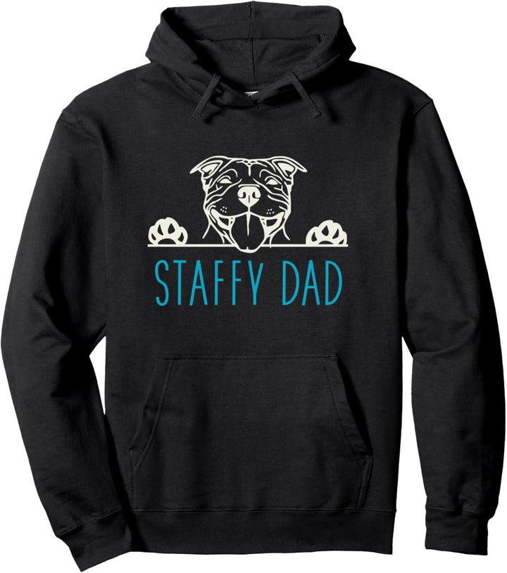 Staffy Dad with Staffordshire Bull Terrier Dog Pullover Hoodie