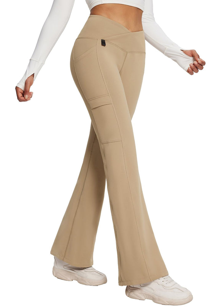 baleaf Thermo Hose Damen Thermo Leggings mit Taschen Wanderhose Wasserabweisend Bootcut Leggings Sch