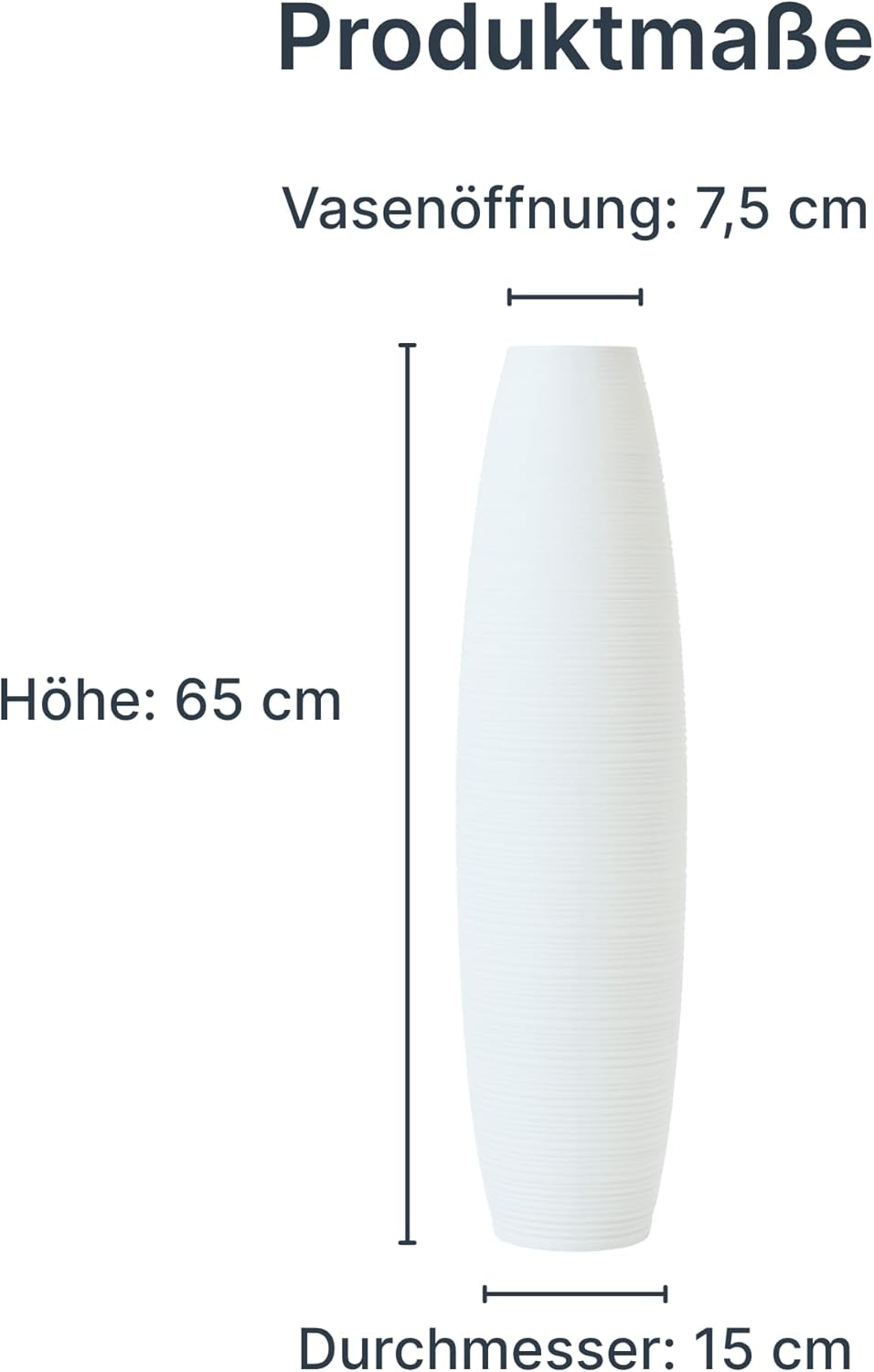 Leewadee Grosse Bodenvase für Dekozweige hohe Standvase Design Holzvase, Holz, 70 cm, Weiss 70 cm We