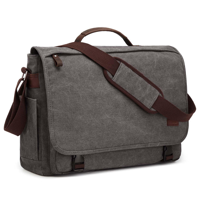 S-ZONE Herren Umhängetasche 17,3 Inch Übergrösse Messenger Bag Canvas Laptoptasche Aktentasche Schul
