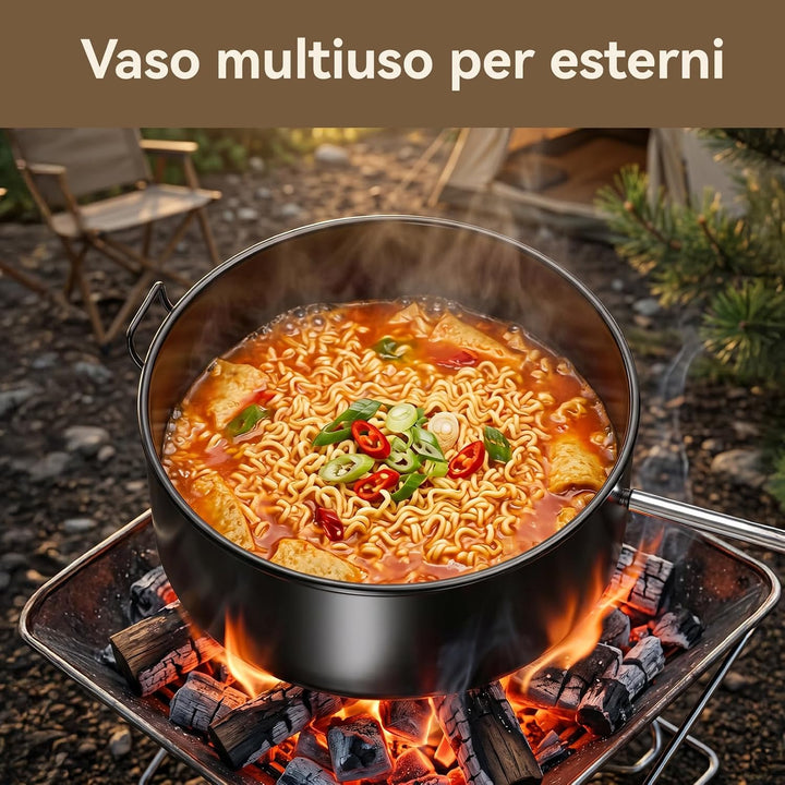 Popcornpfanne für Lagerfeuer &amp; Grill | aus hochwertigem Carbonstahl &amp; Sicherheitsgriff | Perfekt für