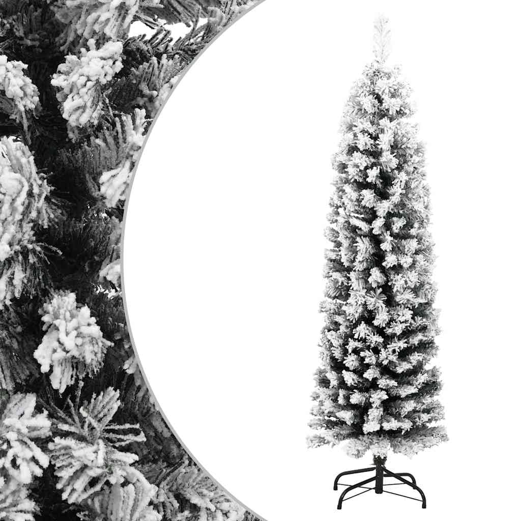 vidaXL Schlanker Künstlicher Weihnachtsbaum Beschneit Christbaum Tannenbaum Dekobaum Kunstbaum Weihn