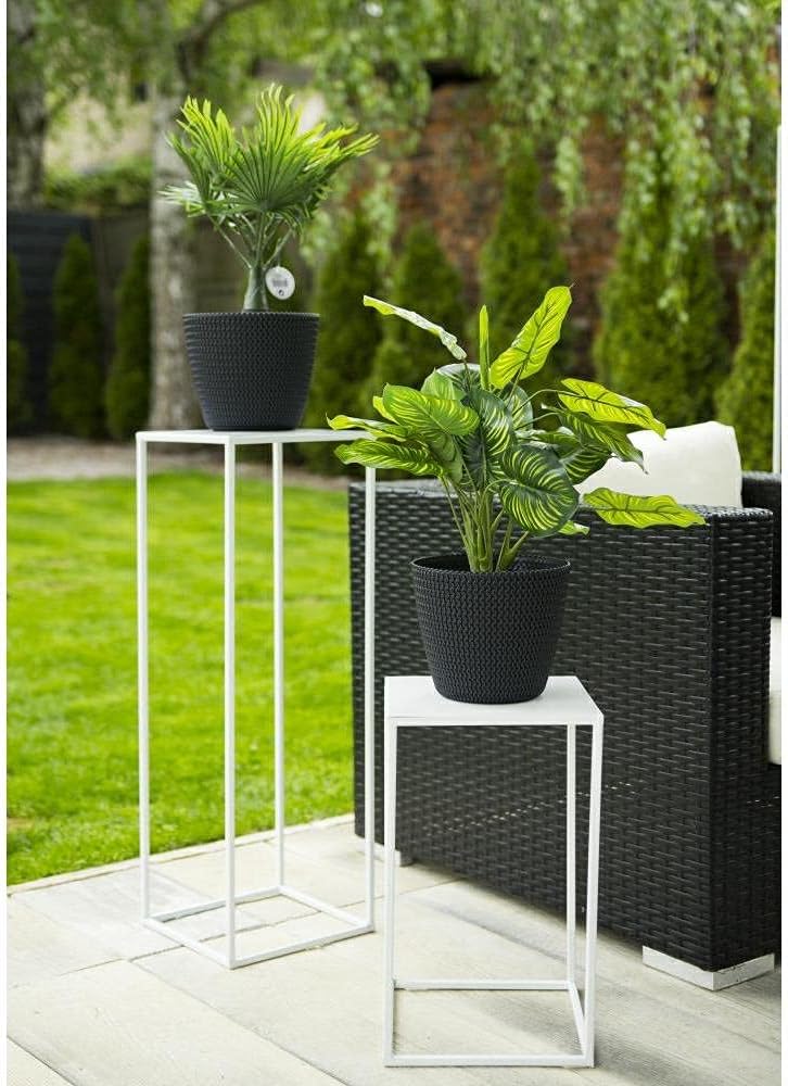 HowHomely Blumenständer Metall Weiss 40 cm Hoch - Solider und Robuster Blumenhocker Metall - Pflanze