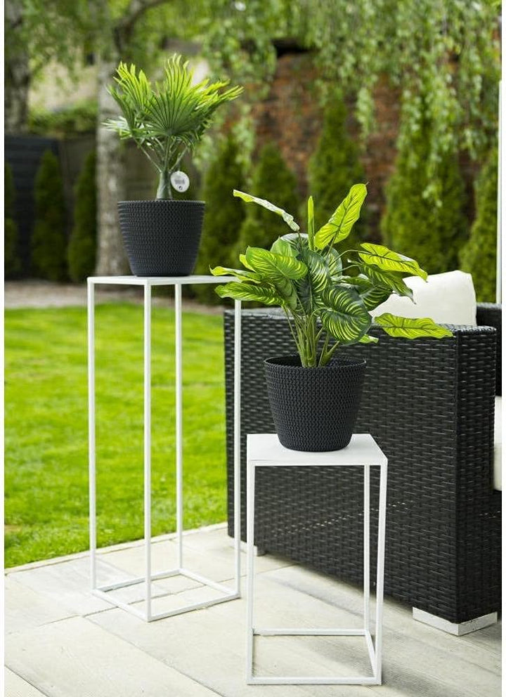 HowHomely Blumenständer Metall Weiss 40 cm Hoch - Solider und Robuster Blumenhocker Metall - Pflanze