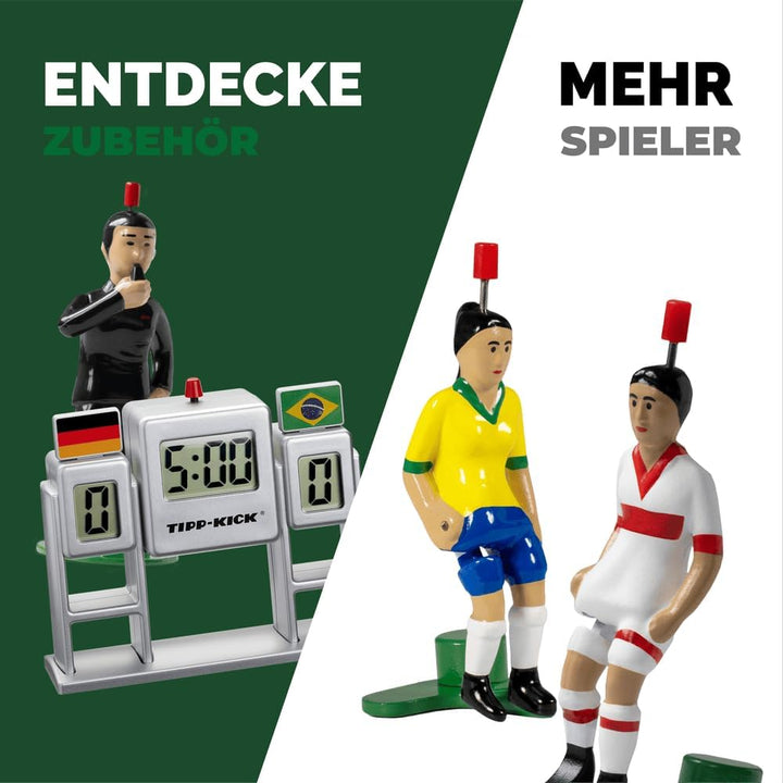 TIPP-KICK Cup 108x71 cm mit Bande – Das spielfertige Set mit 2X Spieler, 2X Torwart, 2X Netztor, 2X