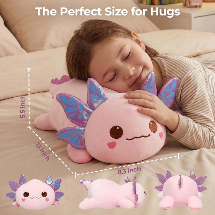 Mewaii Süsses Axolotl Plüschtier 33CM Kawaii Plüschkissen, Axolotl Kuscheltier Weiches Plüschkissen