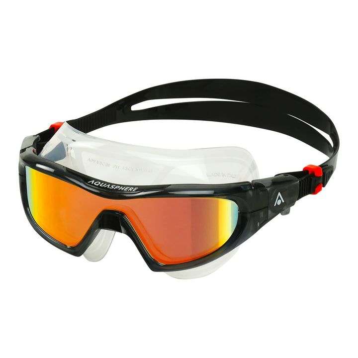 Aquasphere Unisex Vista Pro Schwimmmaske (1er Pack) Einheitsgrösse Gespiegelte Linse Schwarz-Orange,