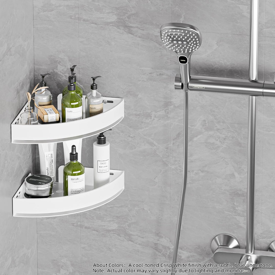 Weiss Duschablage Ecke 2er-Set - Rostfreier Duschregal Ohne Bohren aus Aluminiumlegierung, Shampoo H
