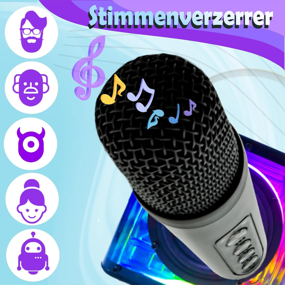 Karaoke Maschine, Karaoke Anlage mit 2 Mikrofonen, Lautsprecher mit Mikrofon, PA-System für Heimpart