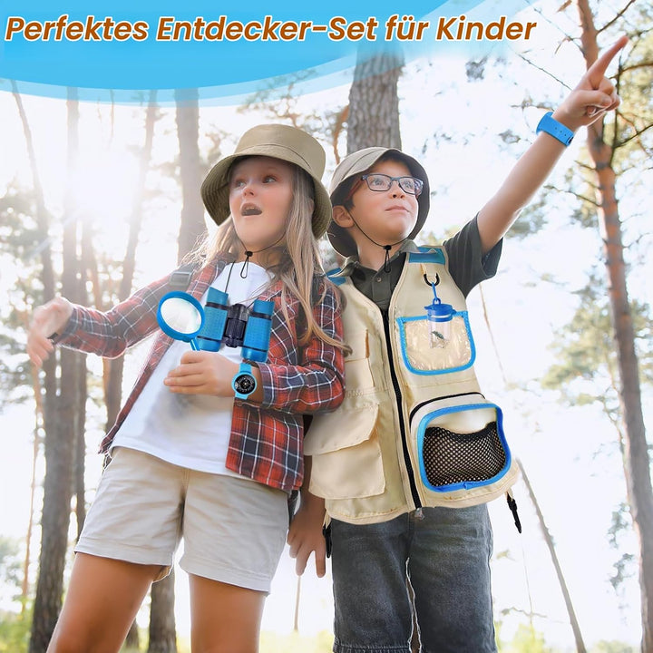 YOPINSAND Forscherset für Kinder, Exploration Spielzeug mit Weste, Hut, Rucksack und Kindern Ferngla
