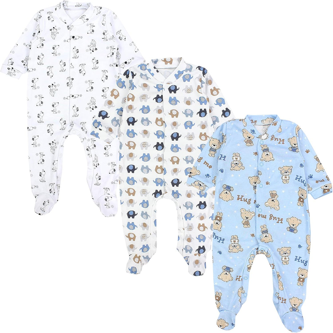 TupTam Baby Jungen Schlafstrampler Langarm Strampler Schlafanzug mit Fuss 3er Pack 50 Farbenmix 3, 5