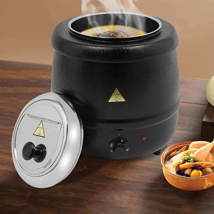 Elektrischer Suppenkessel, Elektrischer Heiztopf mit Deckel, Herausnehmbarem Edelstahl-Innenraum, 35