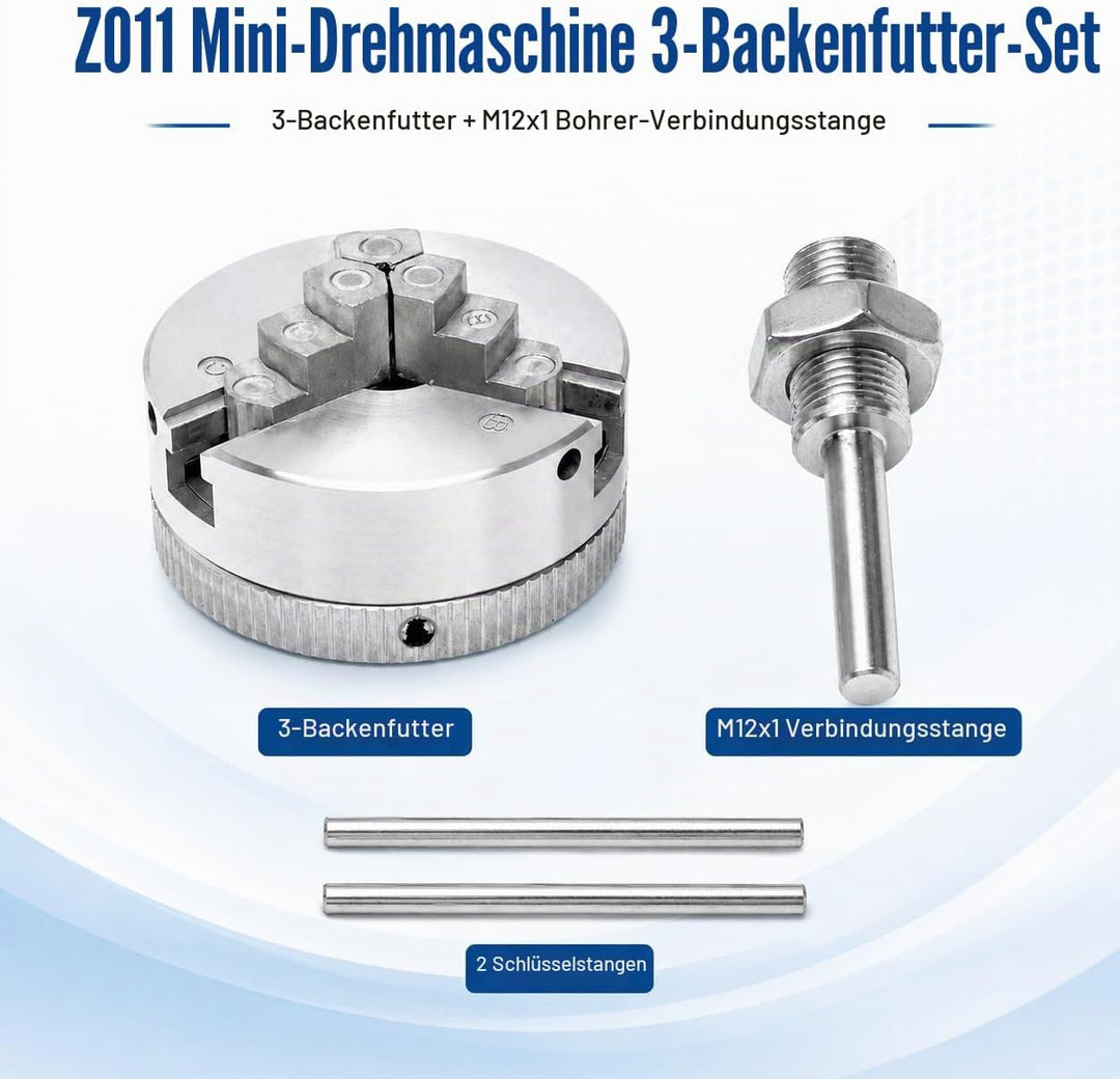 Risegun Mini-Drehmaschine, Zink-Legierung Mini-Drehmaschine DREI Kiefer Chuck, M12*1 Chuck Hand Elec