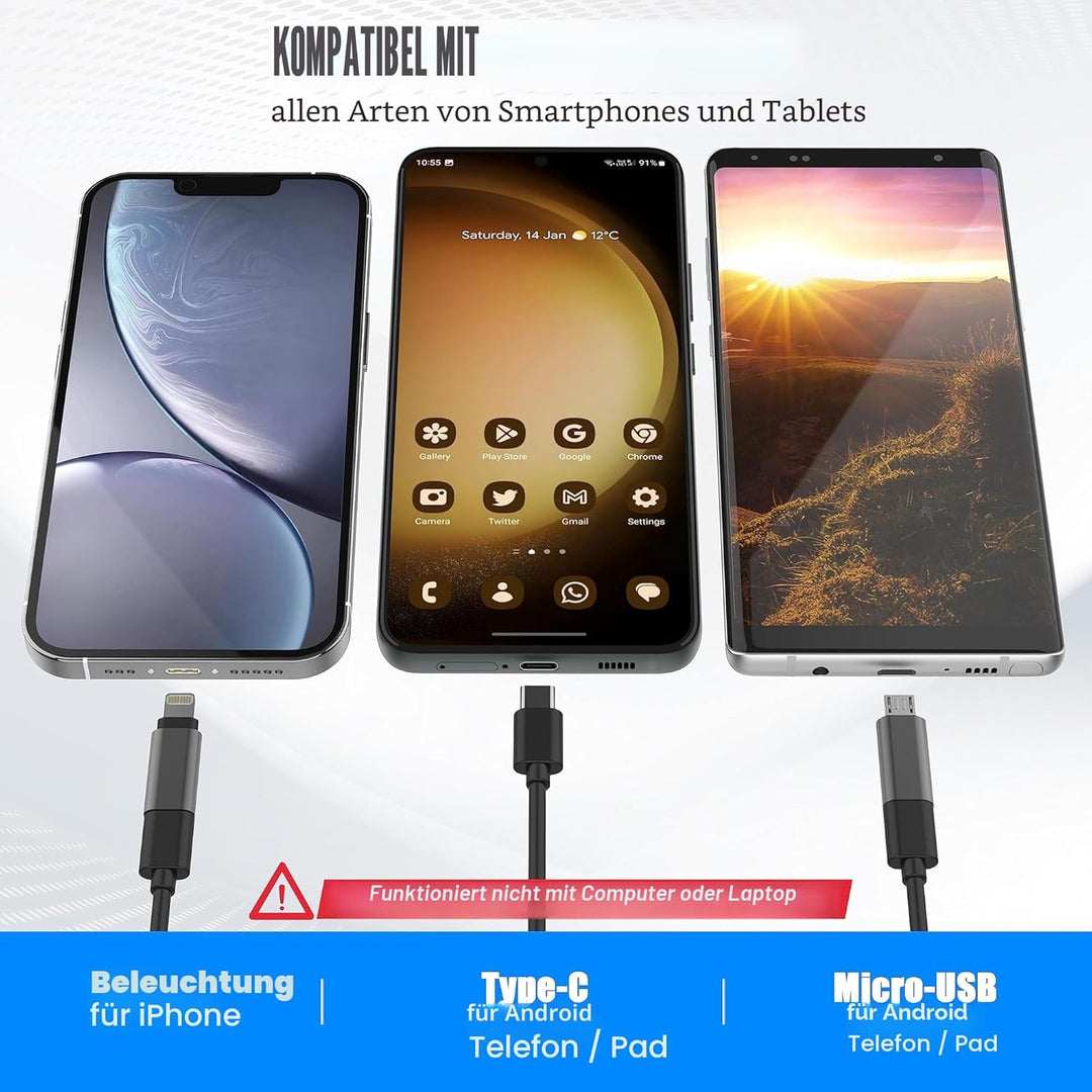 1920P HD Snake Inspektion Endoskop, pancellent Typ C Endoskop, Scope Kamera mit 8 LED Leuchten für A