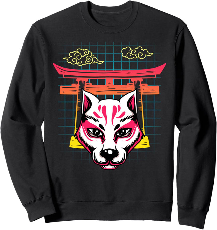 Japanese Kitsune Fuchs Maske Yokai Aesthetic Torii Otaku Sweatshirt