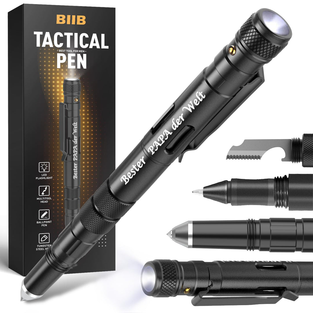 BIIB Geschenke für Männer, Taktischer Stift mit LED, Vatertagsgeschenk für Papa, Gadgets für Männer