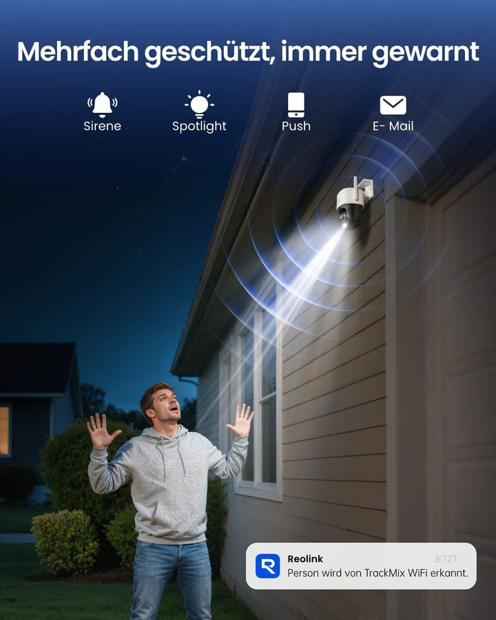 Reolink 4K 8MP Wi-Fi 6 PTZ Überwachungskamera Aussen mit Dual-Objektiv, Auto-Tracking-Zoom, 30m Farb
