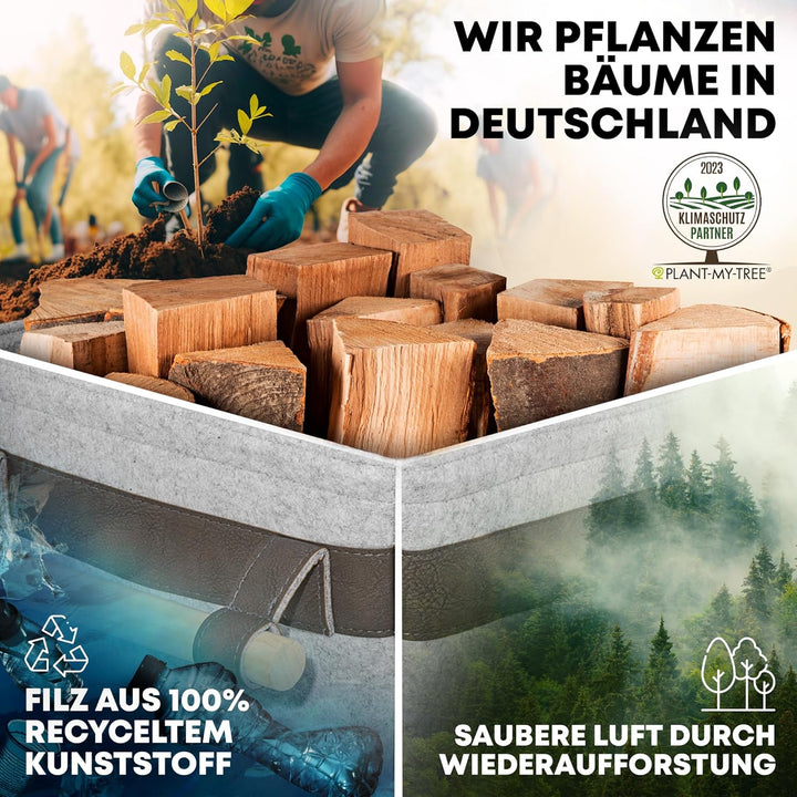 OAKAGE® Holzkorb für Kaminholz Gross [Integrierter Metallrahmen für Zusatzstabilität] Kaminholzkorb