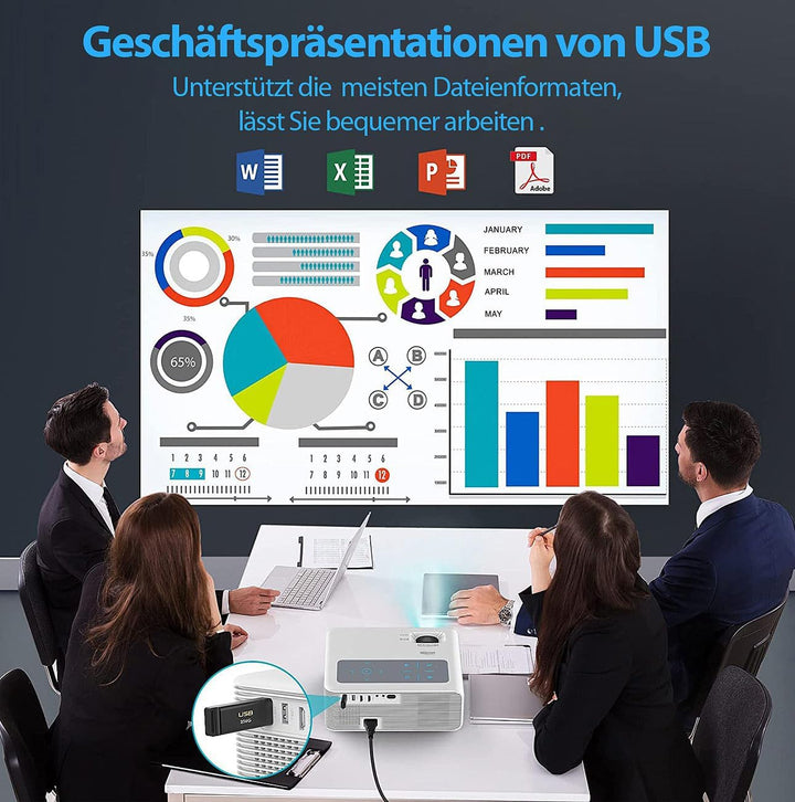 Beamer mit Mediaplayer: LED-Full-HD-Beamer, Native 1080p, 800 ANSI-Lumen, 18.000 lm, Dualband (Heimk