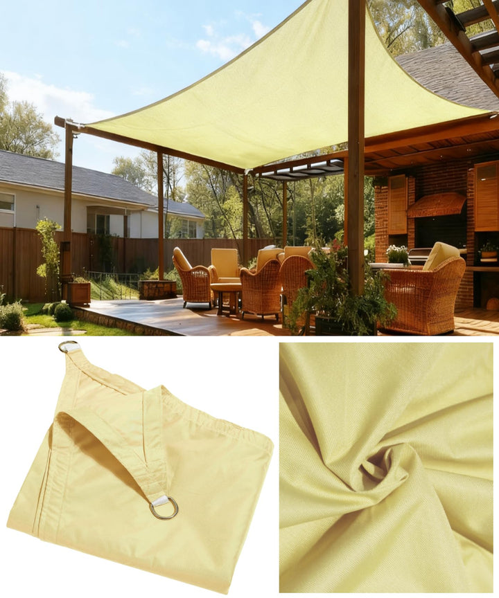 Sonnensegel, 2 m x 2 m, rechteckig, wasserdicht, PES-Polyester, 98 % UV-Schutz, für Terrasse / Garte