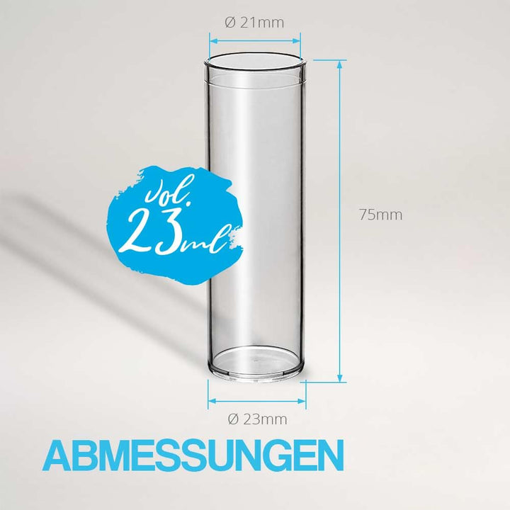 Tuuters 100x Kunststoff Reagenzgläser mit Korken, Kunststoffröhrchen (75 x Ø23, Presskorken) 75 x Ø2