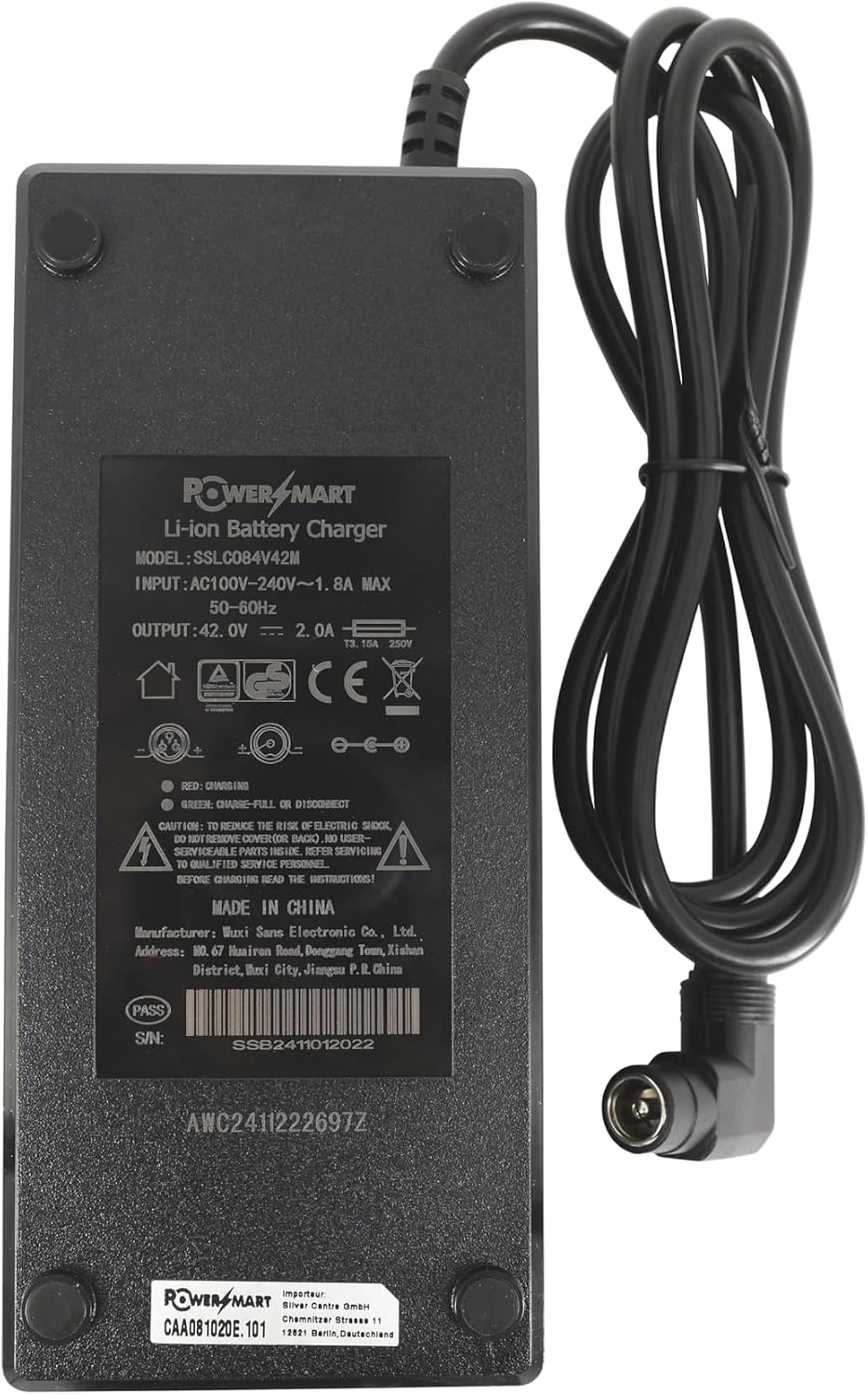 PowerSmart® 42V 2A Ladegerät Netzteil für 36V Phylion Akkus Typ Joycube