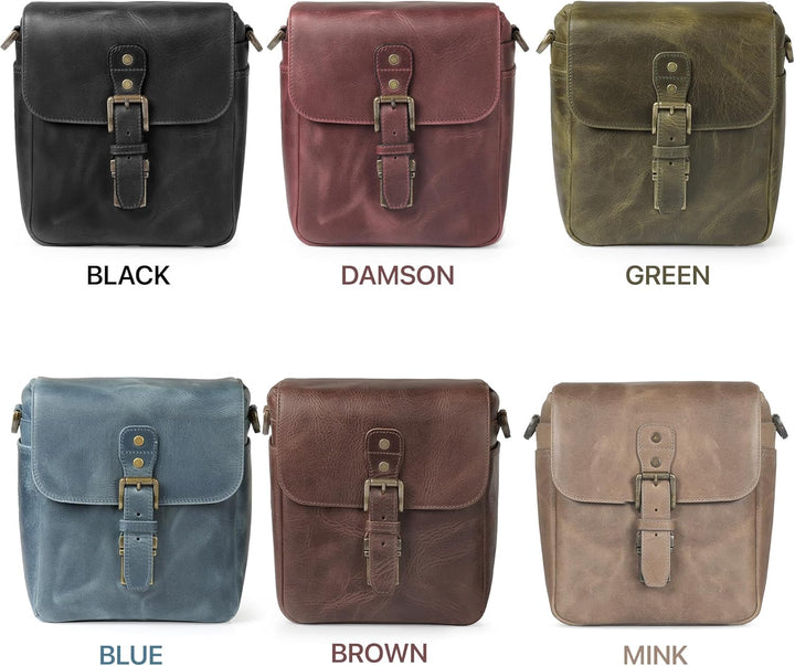 MegaGear MG1328 Torres Mini Kameratasche - Kuriertasche aus echtem Leder für Spiegellose, Sofortbild