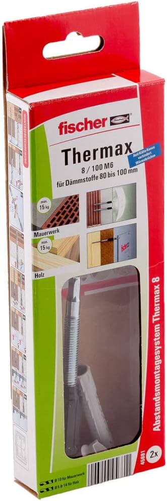fischer Abstandsmontagesystem Thermax 8/100 M6 (2) für Dämmstoffe, Dämmstoffdübel zur Befestigung le