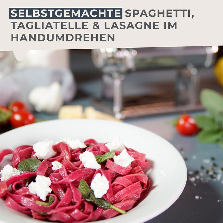 Fackelmann #easyprepare Nudelmaschine für leckere Pasta – Aufsätze für Lasagneblätter, Tagliatelle &